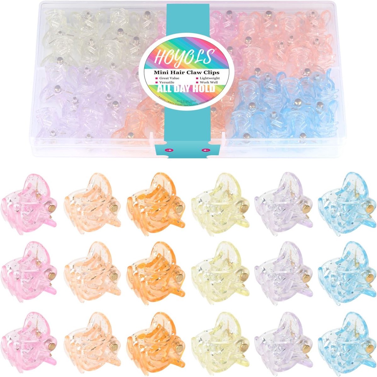SnelShoppen - Mini Haarclips voor Kinderen en Vrouwen - Kleurige Kleine Claw Clips met Sterke Grip - Assortiment van Blauwe, Roze en Paarse Haarspelde