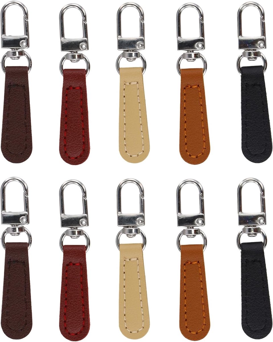 SnelShoppen - Zipper Repair Set 10 Stuks - Ideaal voor Luggage, Koffers, Rugzakken, Jassen, Tassen en Jeans - Stevige PU Leer en Legering - Ergonomisc