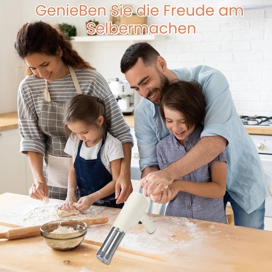 SnelShoppen - Handmatige Pastamachine Draagbaar 40W Spaghetti-IJs Draadloos met 5 Persvormen voor Familie Reizen Picknick Keuken van Snelshoppen — afbeelding 2