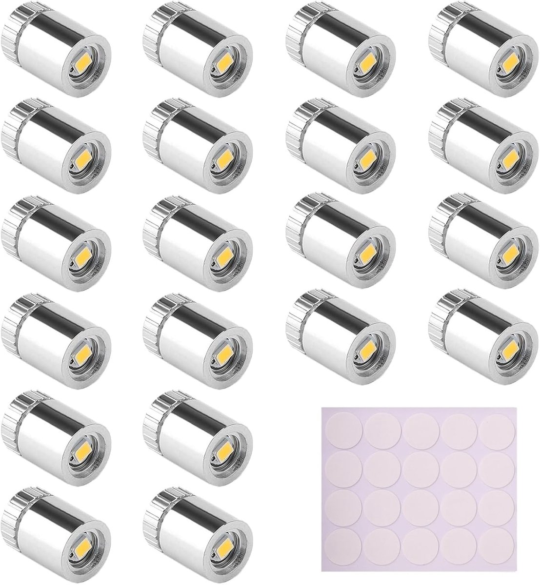 20 stuks, micro-ledverlichting, poppenhuisverlichting met 20 lijm, kleine lampen met batterij, geschikt voor het decoreren van poppenhuizen, mini-lampen voor kunsthandwerk (warm
