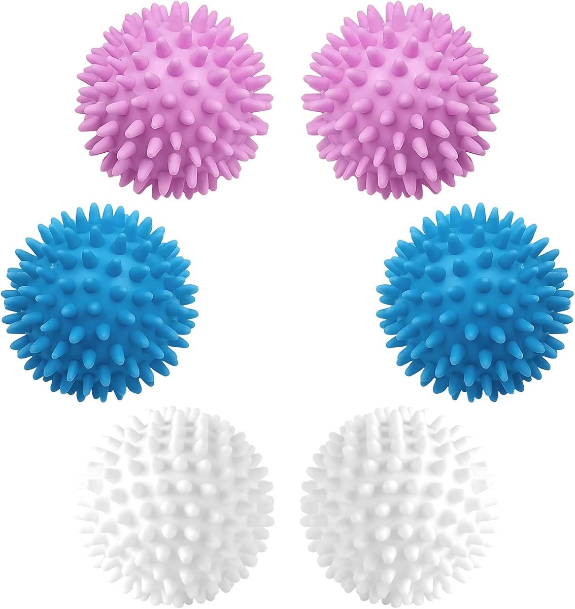 6 stuks drogerballen, wasballen, drogerballen voor wasdroger, donsjacks, drogerballen, drogerballen, wasbal voor wasmachine (blauw, wit, paars)