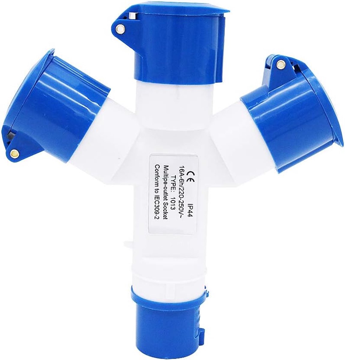 Multifunctioneel Industrieel Stopcontact 16 Amp 3P IP44 380V 3 Way Mains Hookup Splitter-Blauw