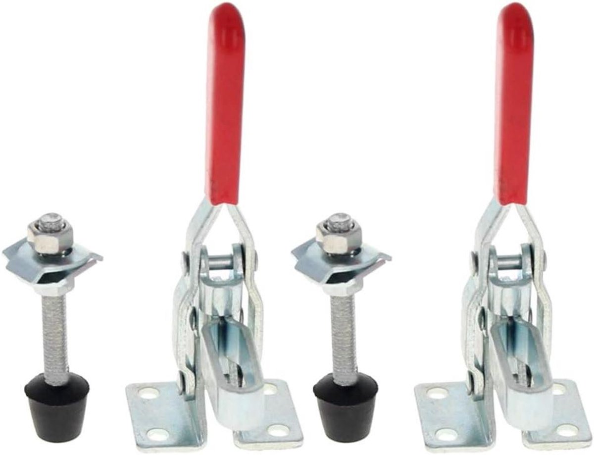 Horizontale Snelspanklem - Knevelklem Werkbank - Werkstukken Klemmen - Gegalvaniseerd Oppervlak - 50 kg Houdkracht - Rood Handvat