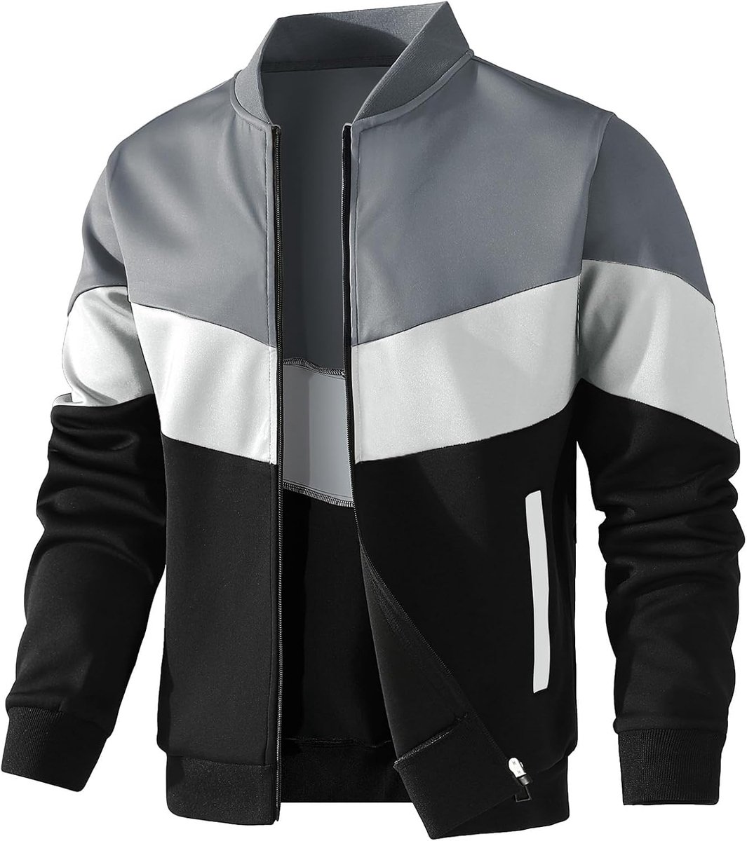 Lichte jas voor heren, casual bomberjack, kleurblok, varsity mantel