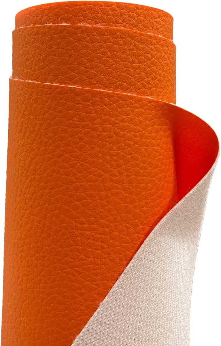 Stof, nepleer, vinyl, waterdicht, materiaal, voor kleding maken, bekleding, tafelkleed, tassen, korte broeken, rokjes, lichtoranje, 5 meter, 500 x 140 cm