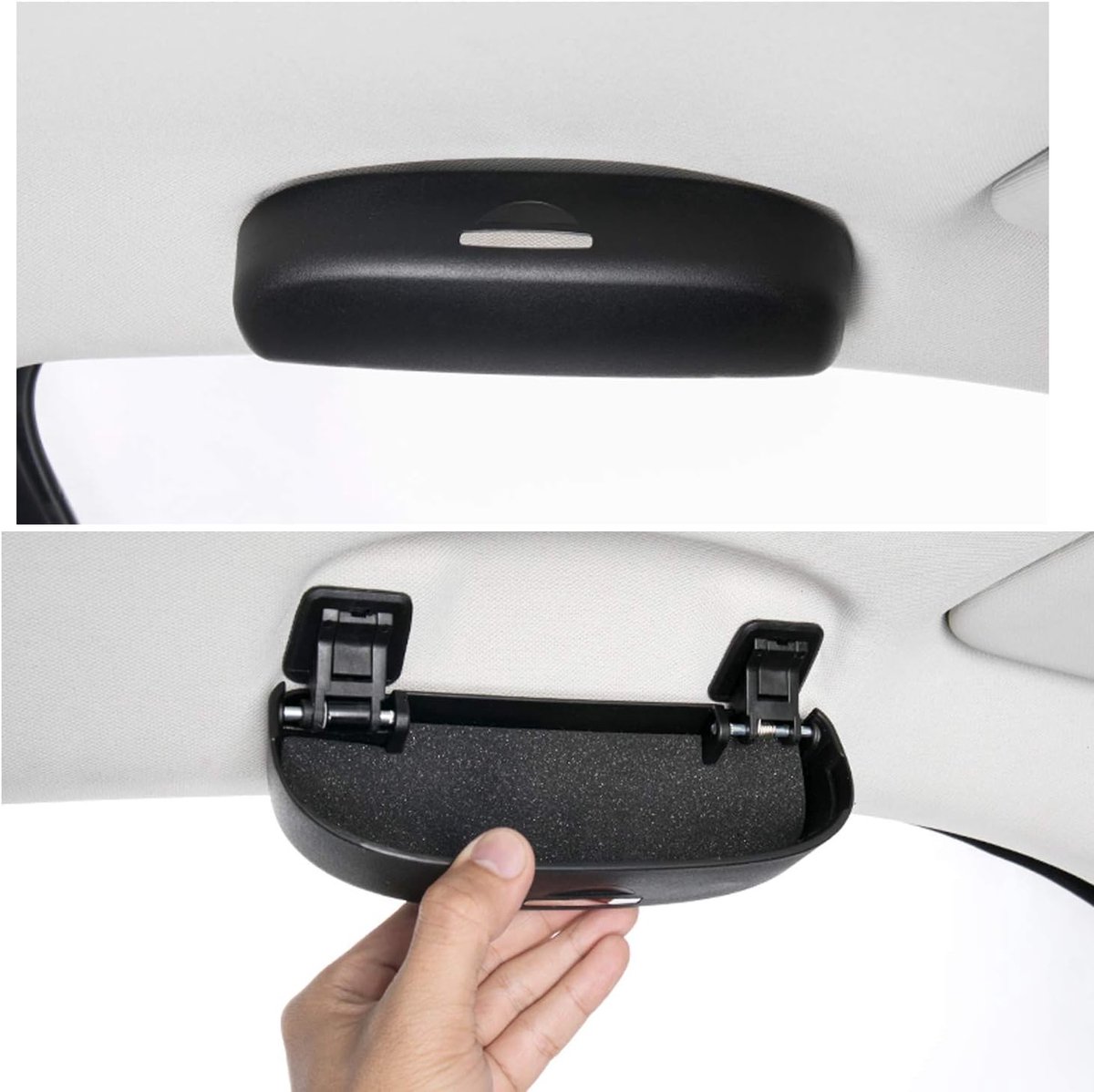Zonnebrilhouder brillenetui auto voor V*W T*ROC/Seat Ateca Seat Leon Cuprâ/Cuprâ Formentor/Kodiaq Karoq/F-or-d Focus MK4 Puma(zwart)