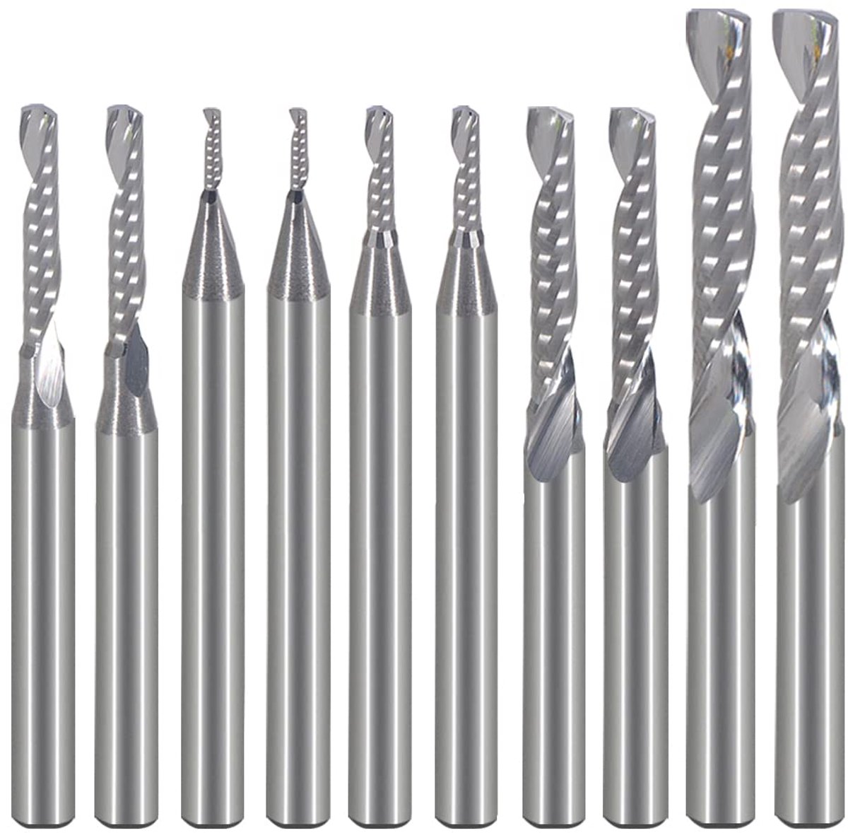 1mm 1.5mm 2.0mm 2.5mm 3.175mm Carbide 1 Fluit Spiraal Frees CNC Graveren Router Bits
