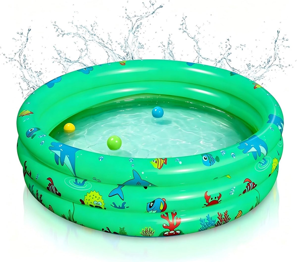 kinderzwembad voor de zomer, 80 x 80 x 22 cm, opblaasbaar babyzwembad, rond babyzwembad, verdikt pvc-materiaal, geschikt voor binnen of buiten (groen)