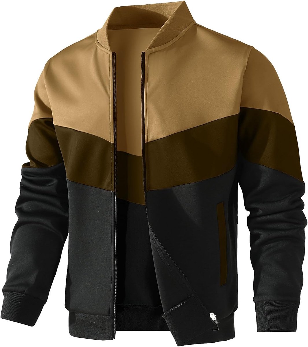 Lichte jas voor heren, casual bomberjack, kleurblok, varsity mantel