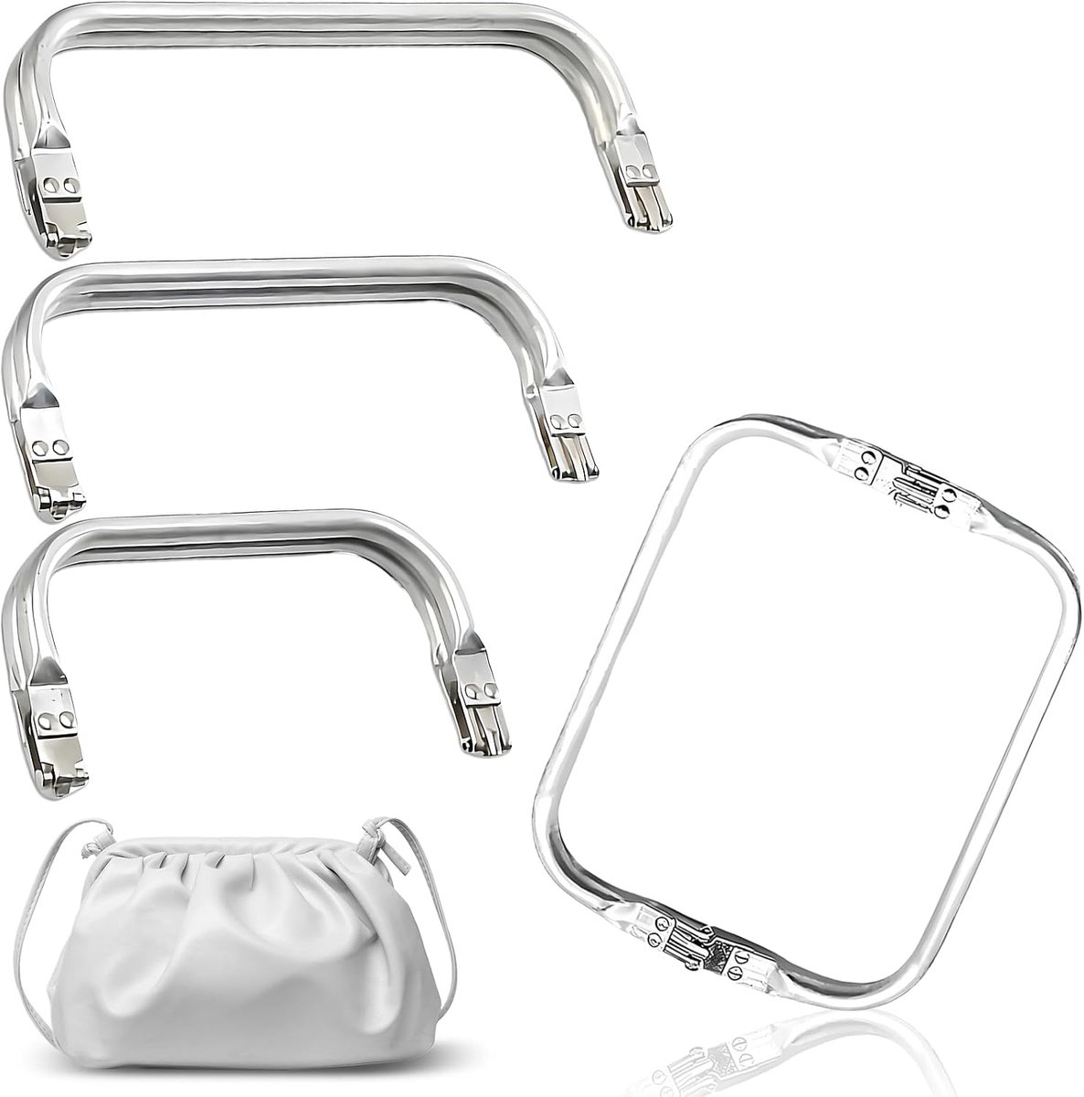 Handgrepen voor haaktassen, 3 stuks, U-vormige handgreep aan de binnenkant, tas van aluminium handvat, voor Valentijnsdagprojecten, doe-het-zelfprojecten (150 mm/180 mm/200 mm)