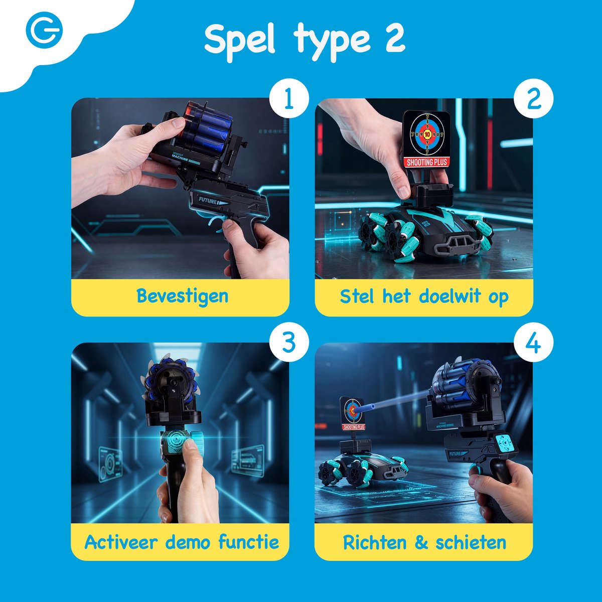 Silvergear Bestuurbare Auto met Schietfunctie - 2 Speelopties - RC Auto met Soft Bullets voor Binnen & Buiten - RC Car - Schietschijf - Interactief Speelgoed voor Kinderen - Cadeau voor Jongens en Meisjes - 6, 7, 8, 9, 10, 11, 12, 13, 14 Jaar - Zwart — afbeelding 6