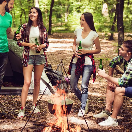 grillplank, draagbare driepoot ring met verstelbare ketting om op te hangen, roestvrij staal, camping, kampvuur, kookaccessoires voor buiten — afbeelding 2
