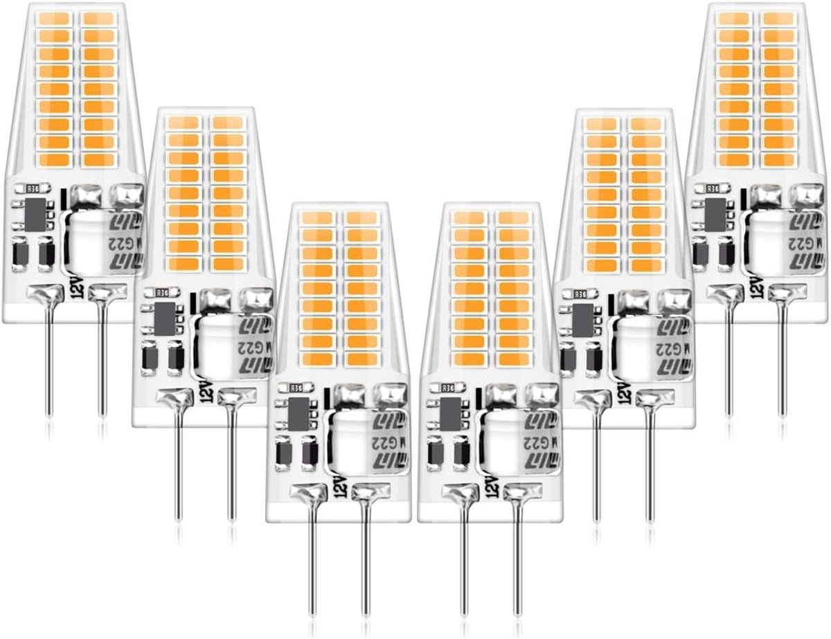 G4 LED Lampen 12V AC/DC Niet Dimbaar | 3W Warm Wit 3000K Vervanging voor 30W Halogeenlampen, Energiezuinige LED Verlichting, 300 Lumen, Verpakking van 6 Stuks