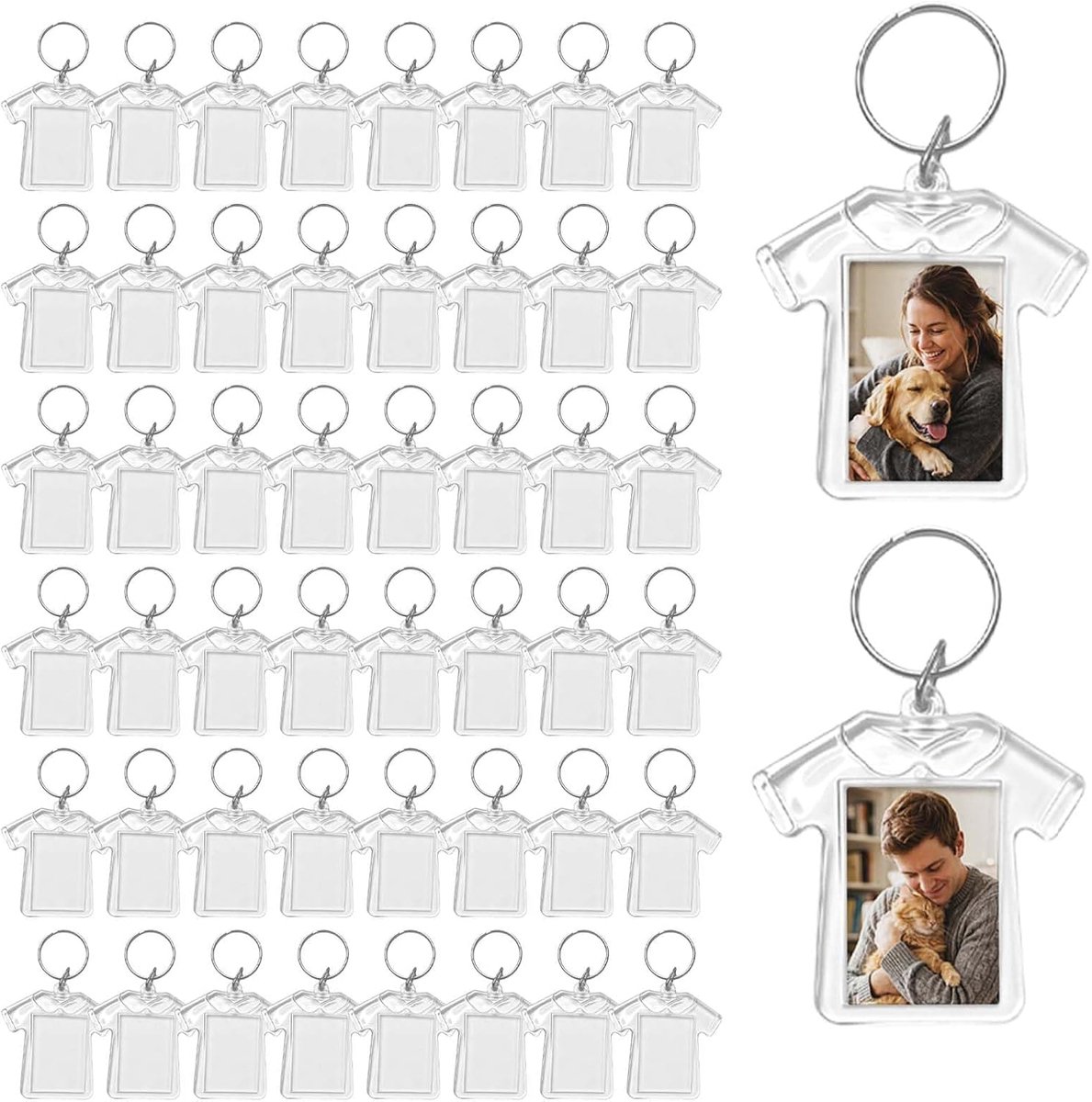 50 Stk Transparante Sleutelhangers, acryl sleutelhangers, transparante fotolijst sleutelring, acryl sleutelhangers, heldere sleutelhangers, voor cadeaus voor familie en vrienden, transparant