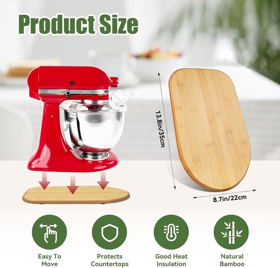 Mixer Verplaatsbaar Accessoire voor Keukenmachine 4.5-5 Qt - Bamboe Schuif van Merkloos — afbeelding 3