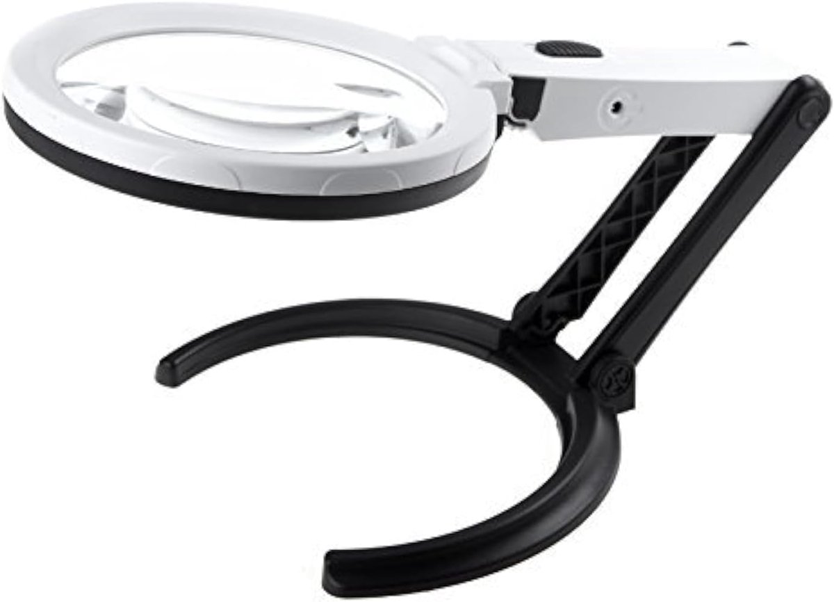 SnelShoppen - Vergrootglas met 10 LED Lampen, Desk Lamp Vergrootglas, Opvouwbaar, 2x 120 mm, 5x 28 mm, Perfect voor Lezen, Hobby en Vakmanschap