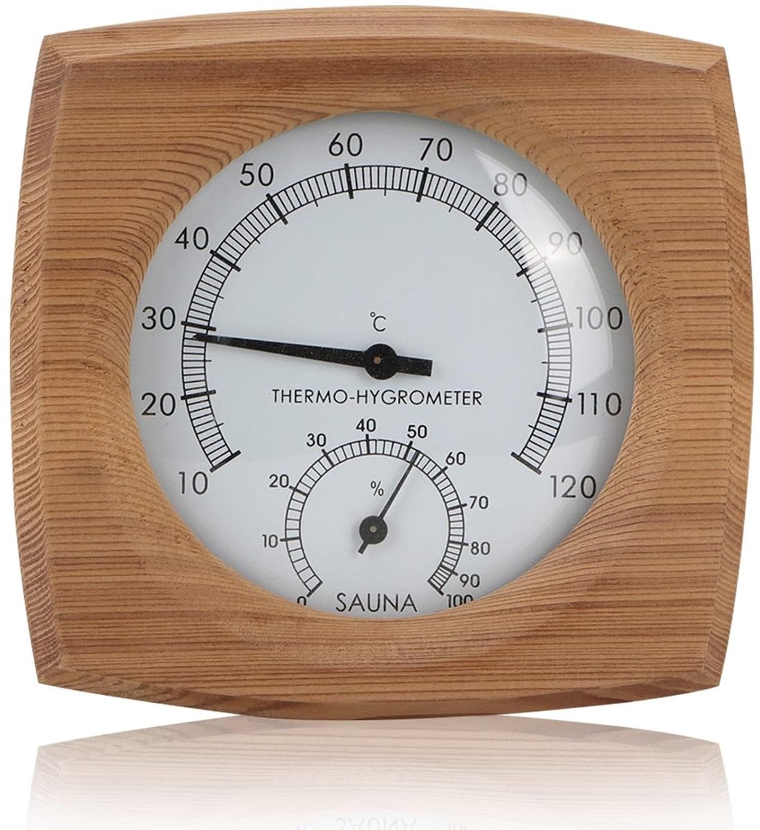 SnelShoppen - HERCHR 2-in-1 Decoratieve Binnen/Buiten Wandthermometer voor Stoomsauna en Zweetkamer van Hoogwaardige Cederhout, Temperatuur en Vochtig
