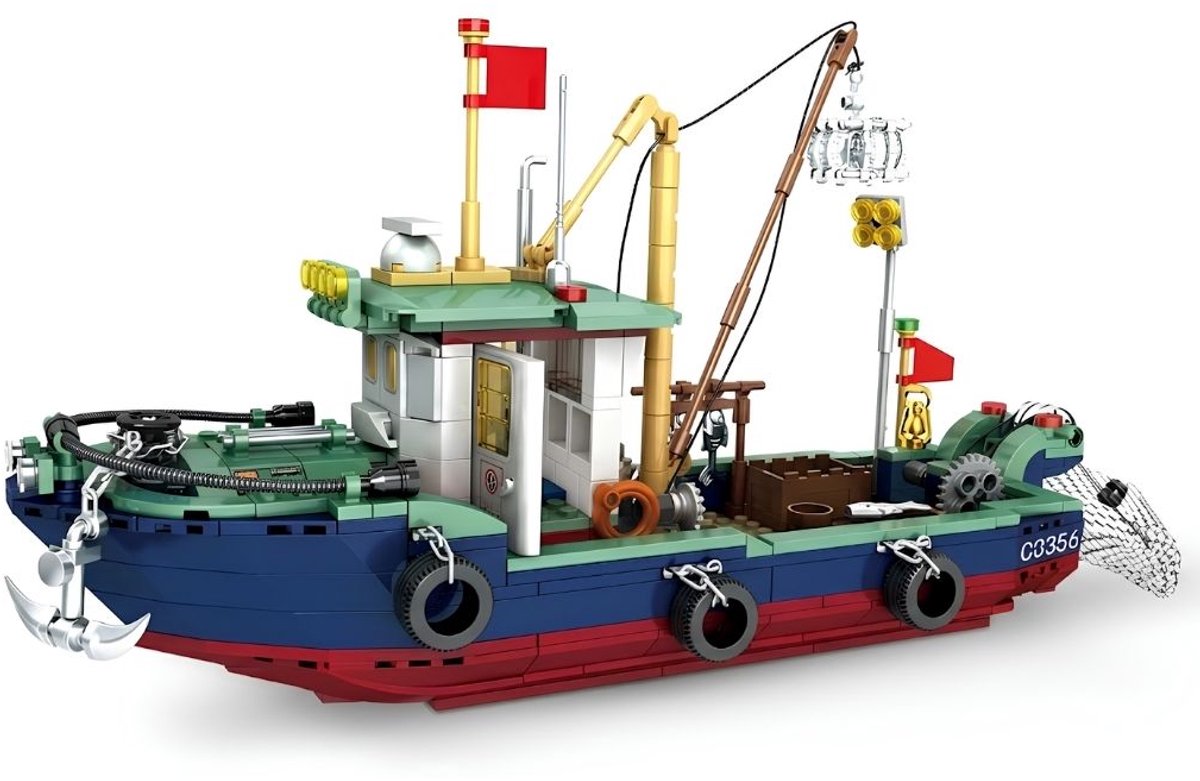 Zhe Gao C0356 Visserboot bouwset | City boat modelbouw | Classic Creator STEM speelgoed bouwpakket voor volwassenen en kinderen | Educatief decoratie DIY boot niet geschikt voor Lego | bouwdoos met 582 bouwstenen
