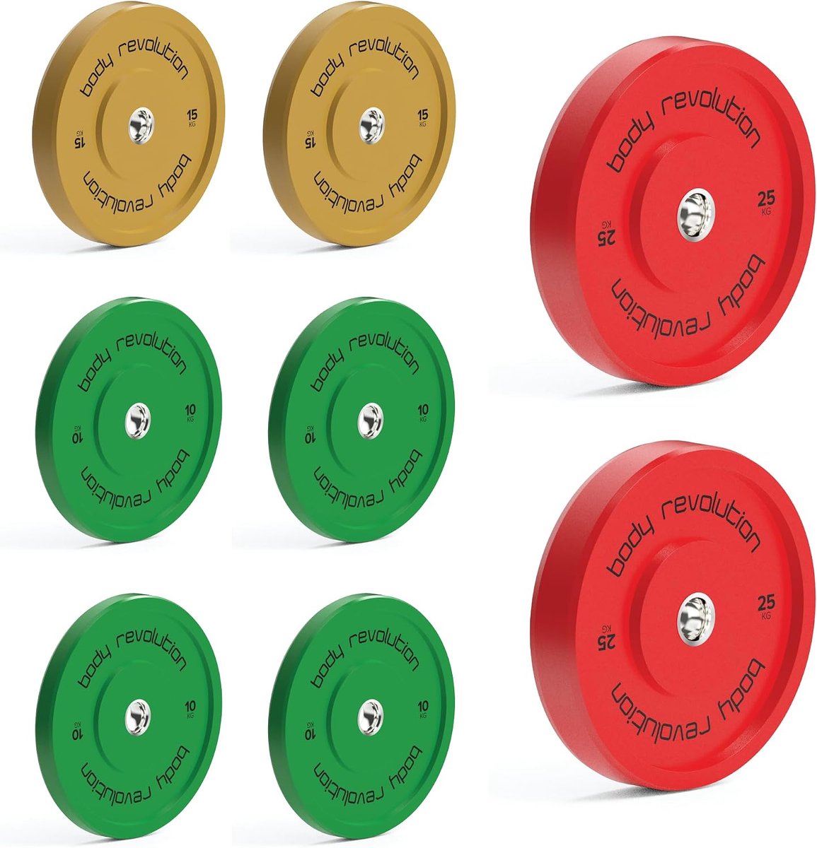 SnelShoppen - Olympische Gewichtschijven 5 kg - 25 kg, Rubber Bumper Platen voor Krachttraining, Powerlifting, Bodybuilding, Fitness Equipment voor St