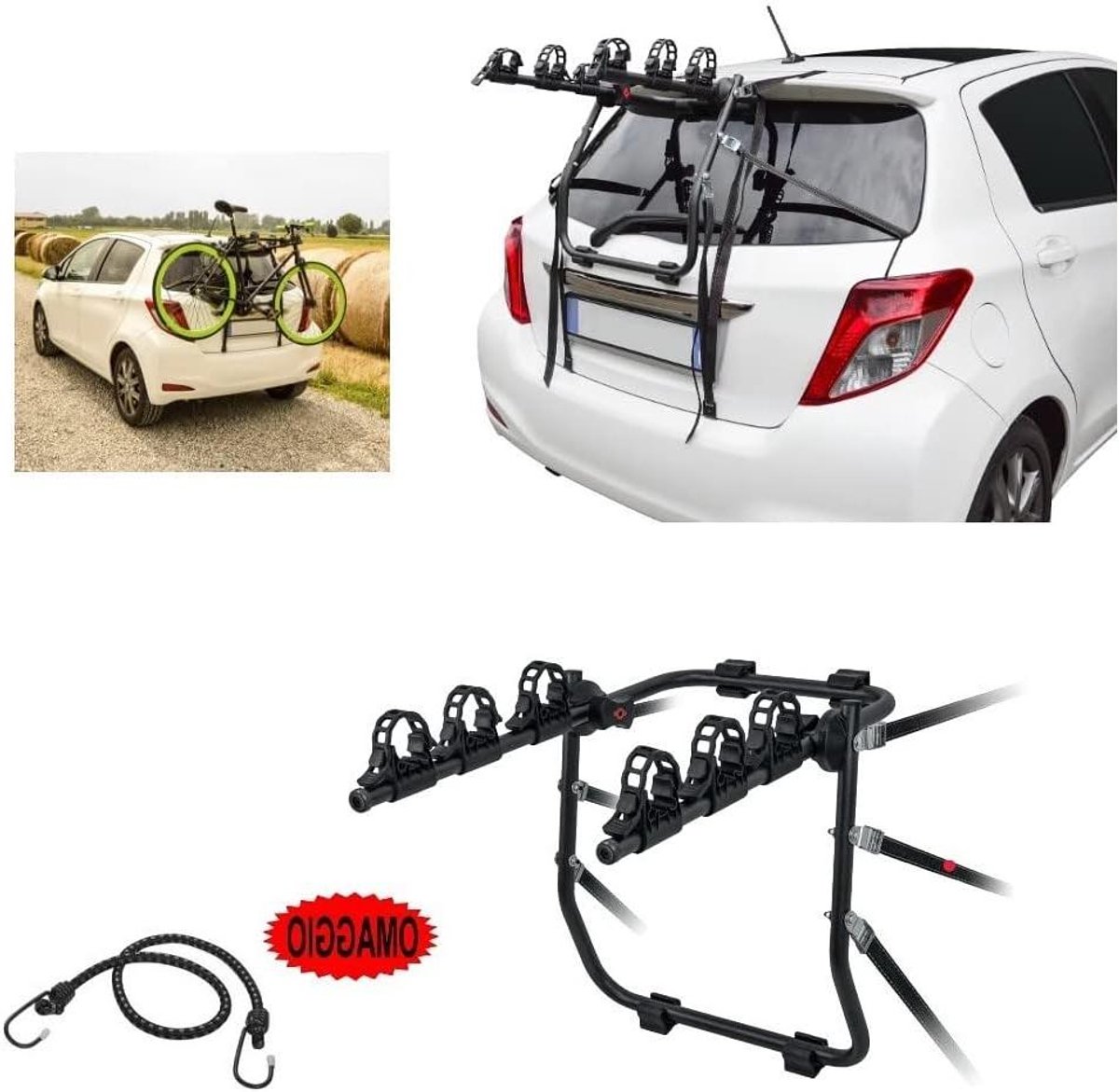Fietsendrager Achter - Fietsrek Auto - Vervoeren van Fietsen - Voor 3 Fietsen - 45 kg - Zwart