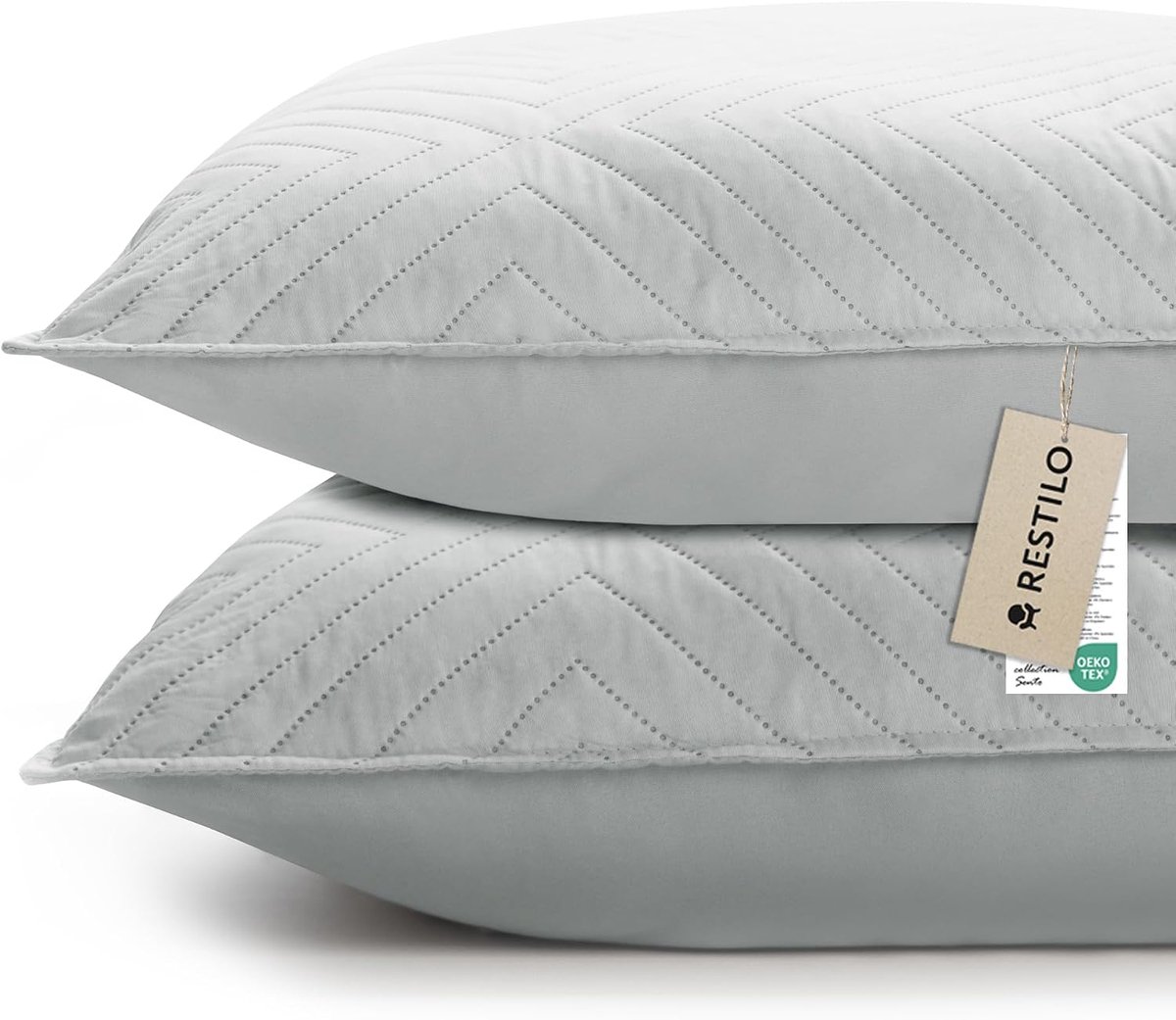 SnelShoppen - Set van 2 Zilveren Kussenslopen 50 x 70 cm, Decoratieve Kussenhoezen voor Bank en Slaapkamer, Ultrasoon Stiksel, Zacht en Comfortabel, I