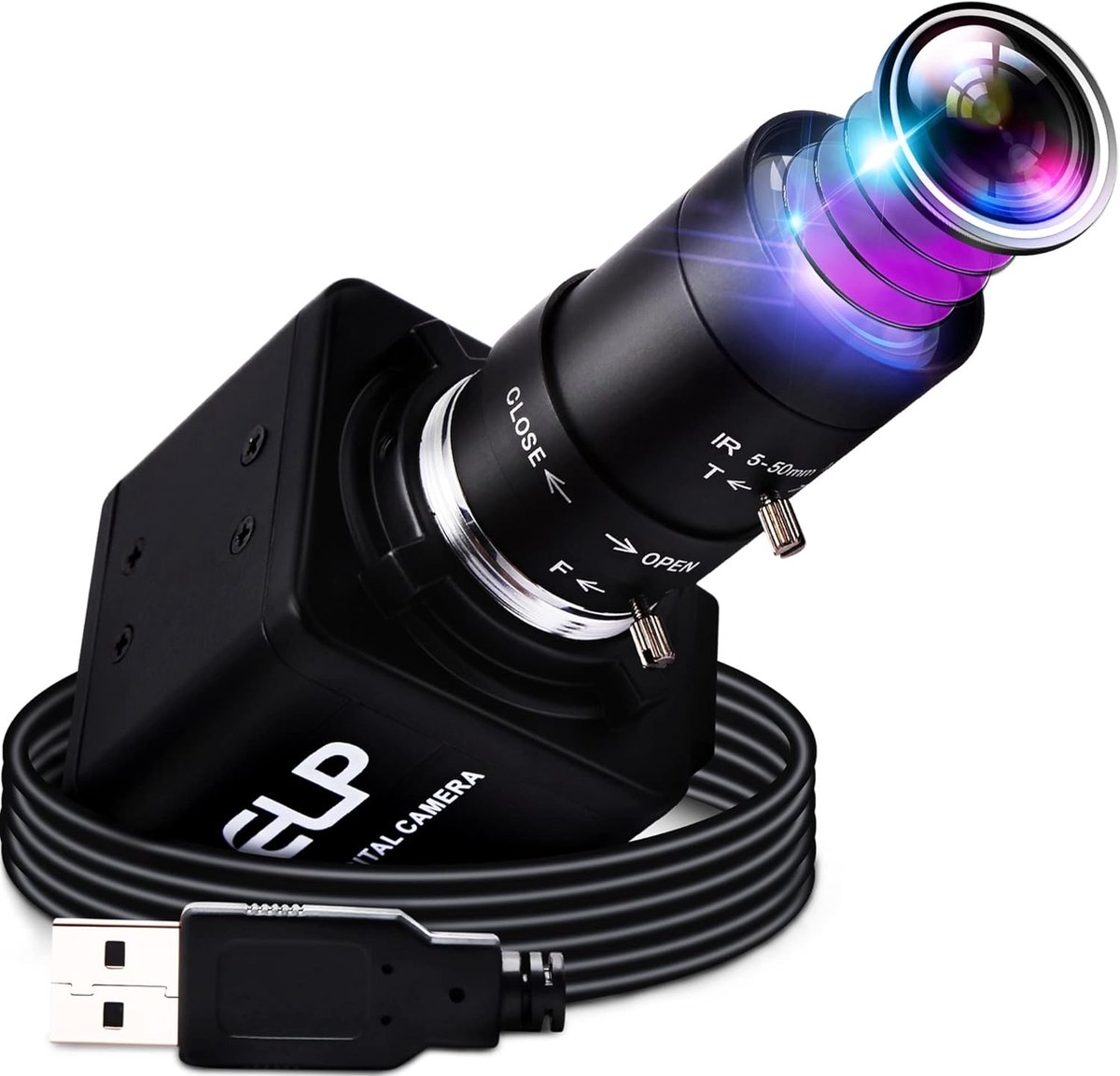 SnelShoppen - G 100fps Variabele Focus Camera 2.8-12mm 4X Optische Zoom Webcam, 2MP FHD 1080P Handmatige Zoomlens Webcamera voor Raspberry Pi, Windows