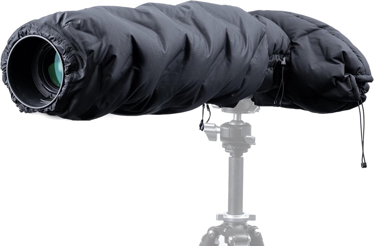 Kamera Koude Beschermhoes Telelens, Winter Bescherming | 90% Witte Eendendons, Warm & Anti-Condens, Transparant Venster, Waterafstotende Stof, Geschikt voor Telelens