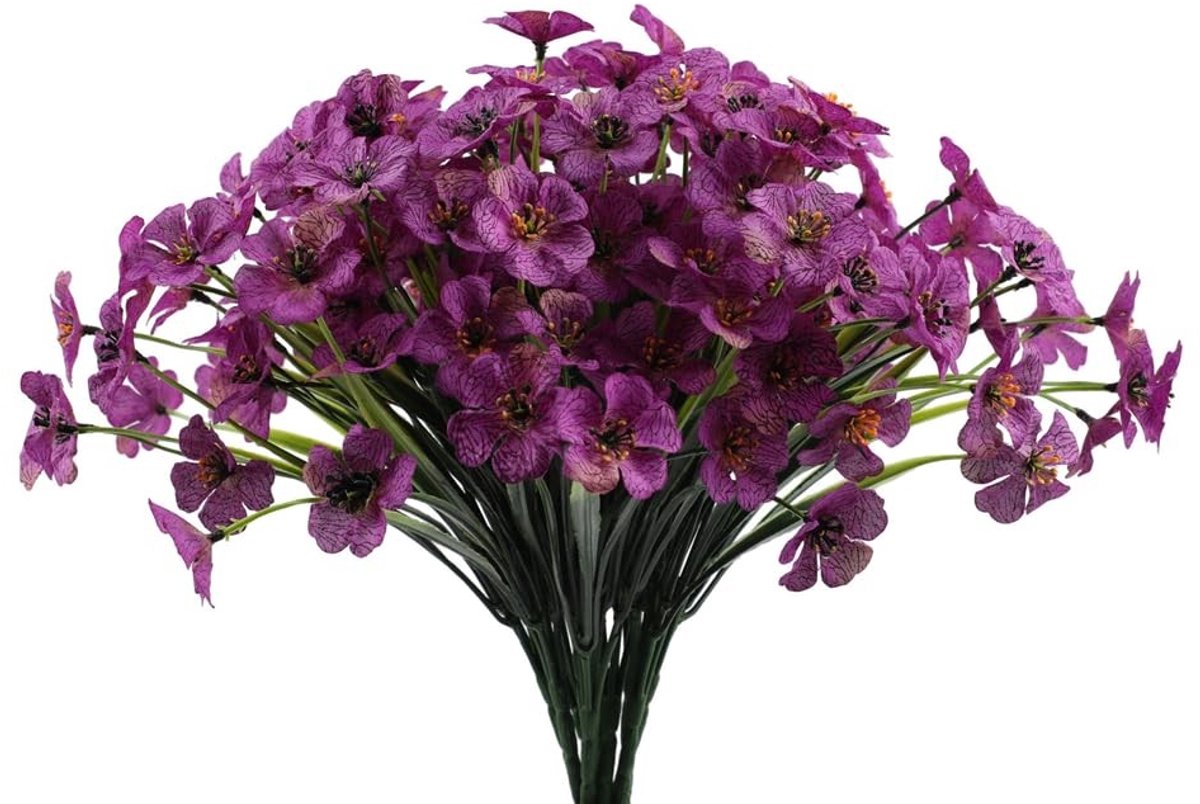 Omgoods - 12 Bundels Paarse Kunstbloemen UV-bestendig - Perfect voor Buiten en Binnen