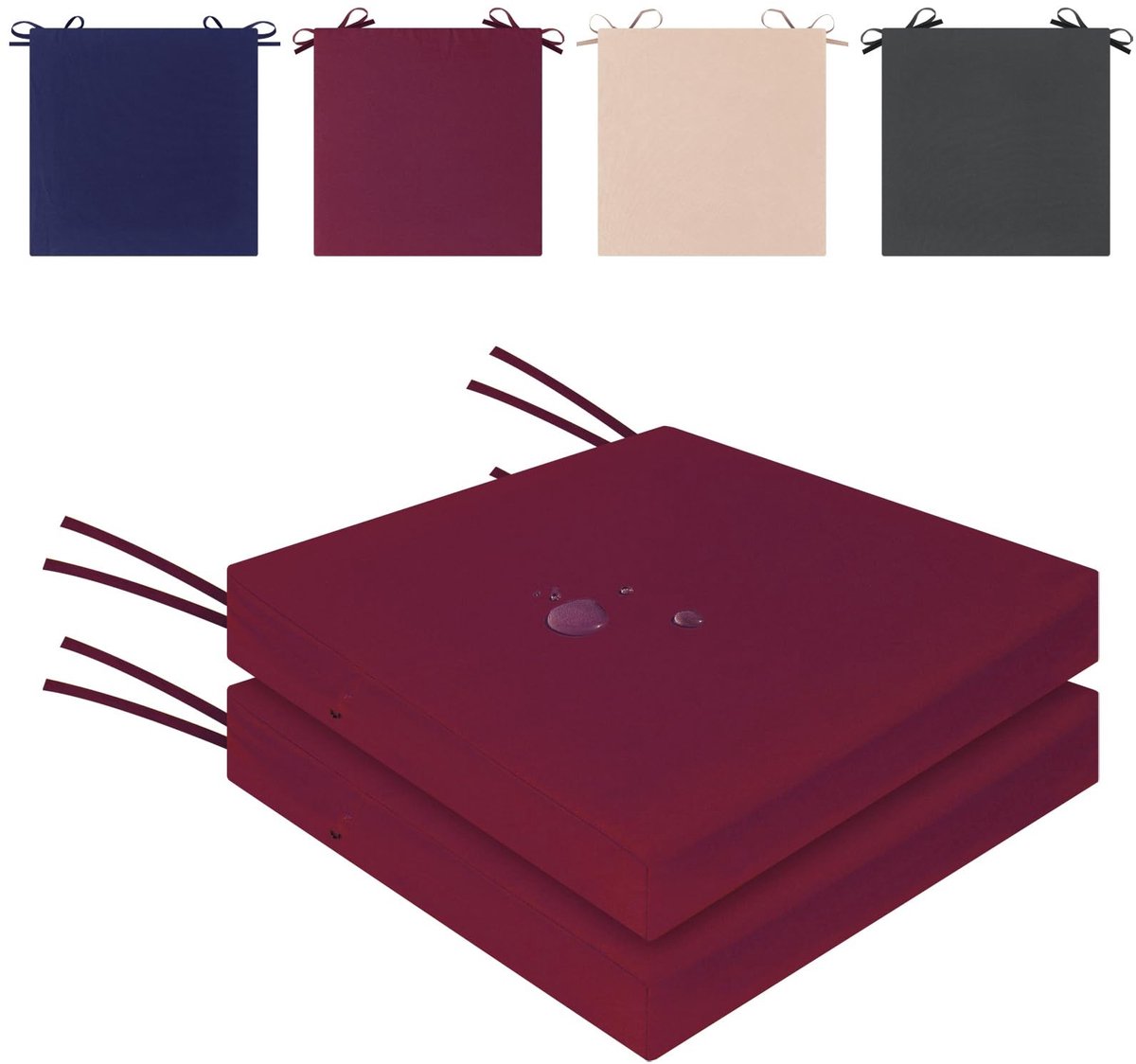 Omgoods - Set van 2 Waterdichte Stoelkussens 50 x 50 x 7.5 cm voor Binnen en Buiten