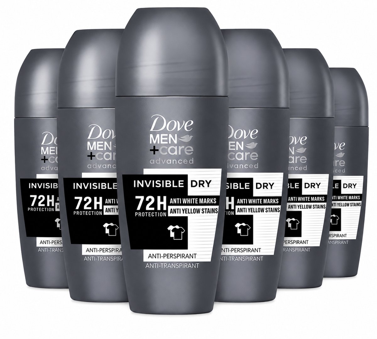 Dove Men+Care Advanced Invisible Dry Anti-Perspirant Roll-on – 6 x 50 ml – 72 Uur Bescherming – 6 Stuks