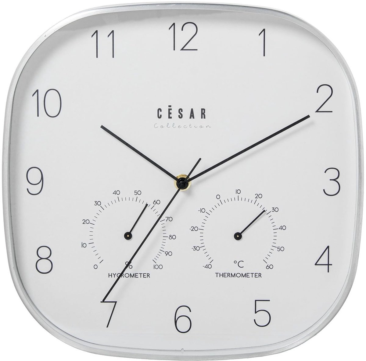 Omgoods - Aluminium Wandklok met Thermometer en Hygrometer - 28 x 4 x 28 cm