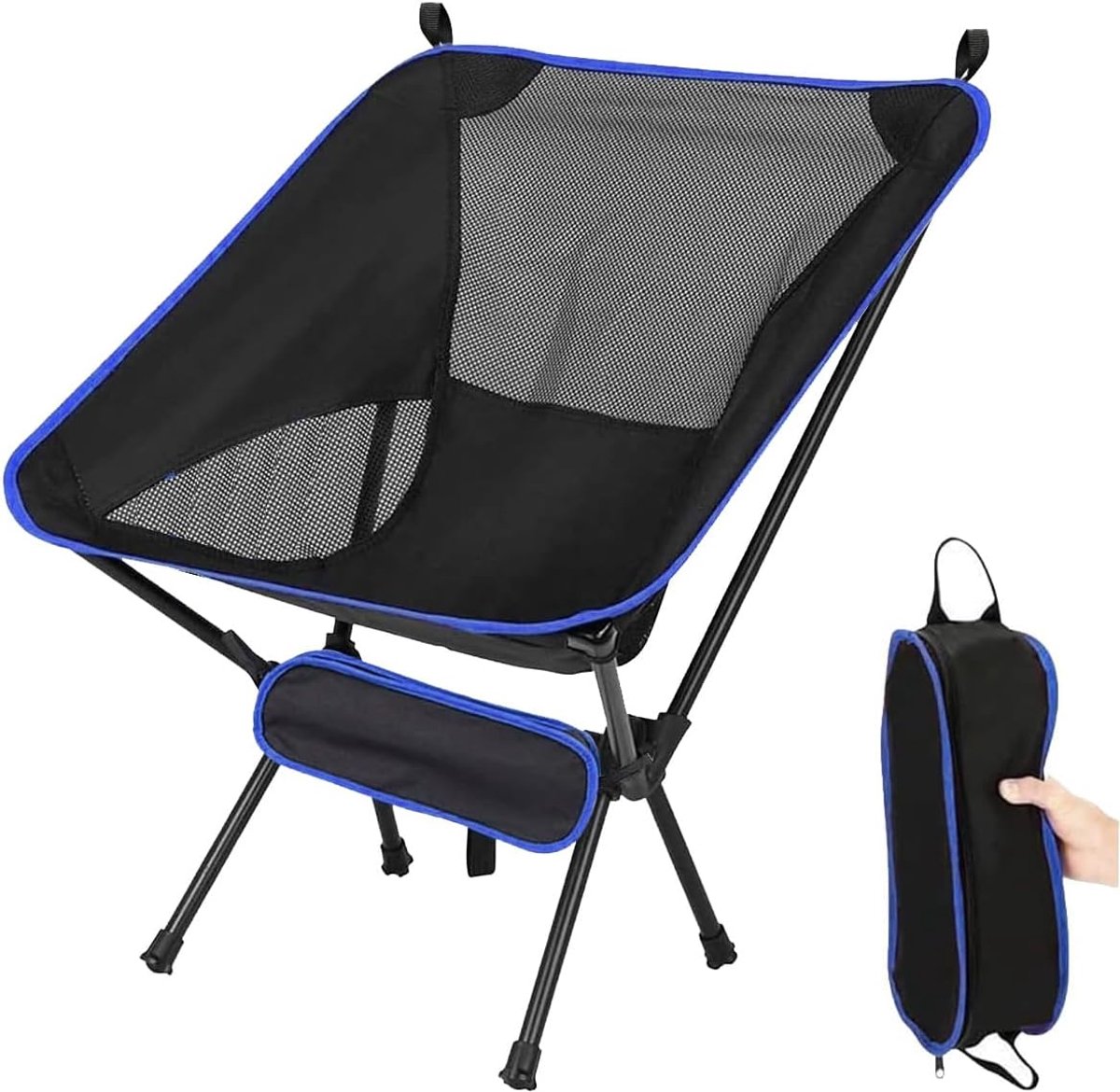 lichtgewicht draagbare vouwstoel, gewichtscapaciteit 150 kg, 600D Oxford stof, geschikt voor tuinen, feesten, vissen, expedities, wandelen, enz., blauw