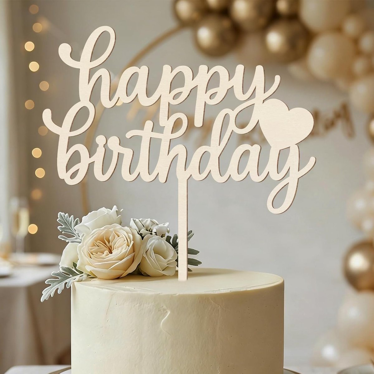 verjaardag hout - Happy Birthday Cake Topper - Taartsteker voor verjaardagstaart meisjes jongens