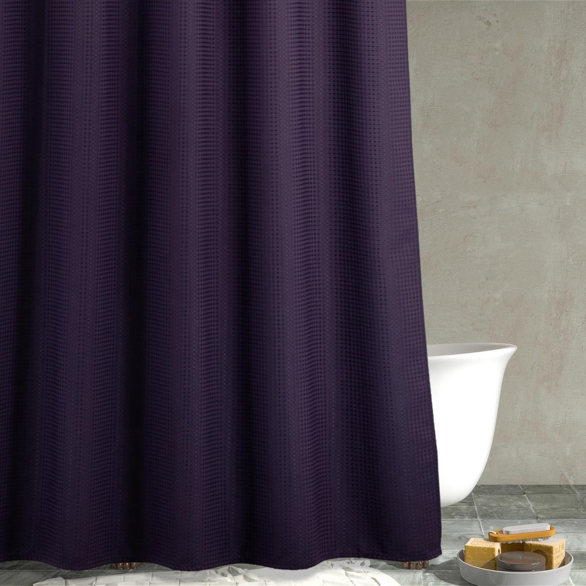 Omgoods - Paarse Wafel Douchegordijn van Duurzaam Polyester 183x183cm