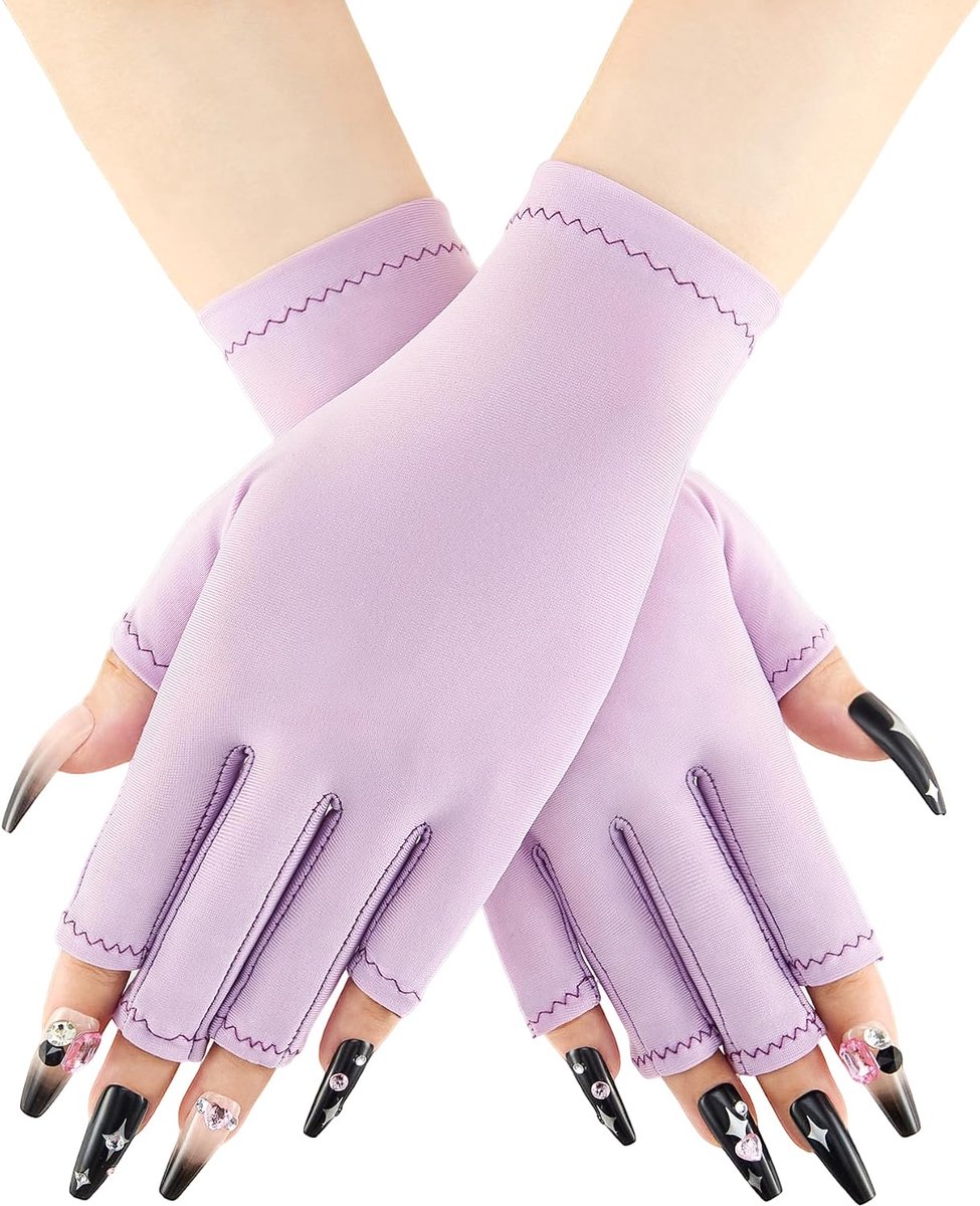 Handschoenen voor droge handen, vingerloze UV-handschoenen voor gelnagels, huidverzorging voor nagellamp, paars, één paar