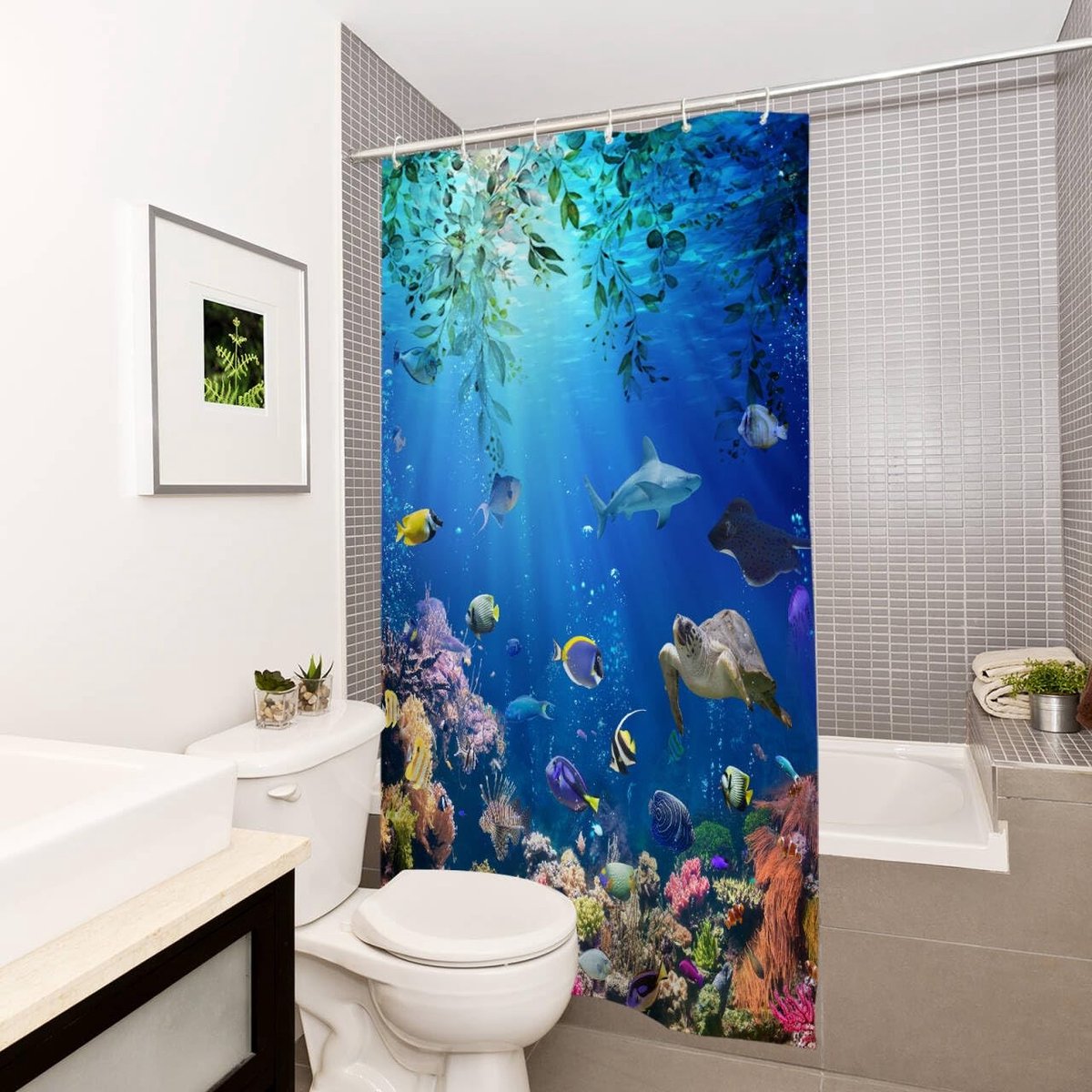 Omgoods - Onderwater Thema Douchgordijn 120x180cm Waterproof