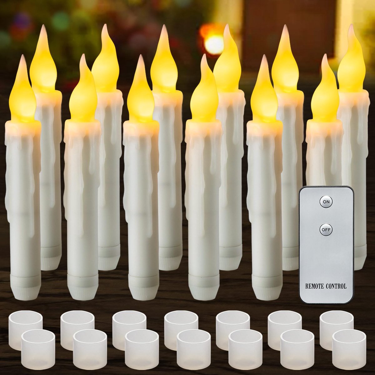 Omgoods - 12 Pack LED Kaarsen met Afstandsbediening - Vlamloze Flickering Lichten voor Buiten en Feesten