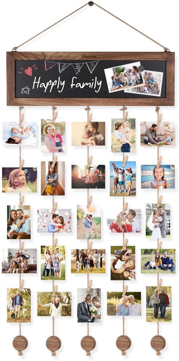 Omgoods - Hangende Fototentoonstellingsbord met 30 Mini Houten Clips