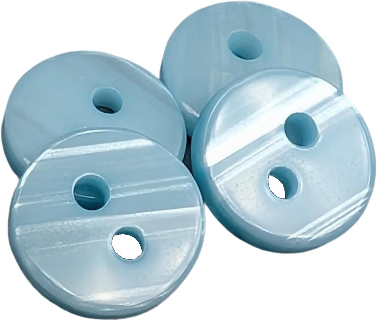 Knopen van imitatieparelmoer, omkeerbaar, 6 maten en 10 kleuren om uit te kiezen, 2 gaten voor baby's en overhemden, gemaakt en verzonden vanuit Spanje, lichtblauw, maat 8 mm