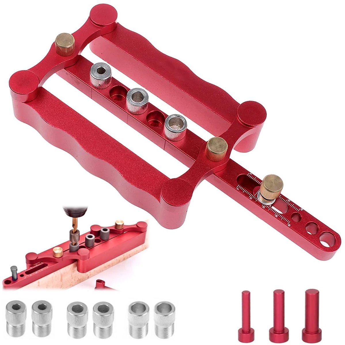 Omgoods - 3-in-1 Boorgids Voor Hout - Verstelbare Aluminium Legering Met Draadmof