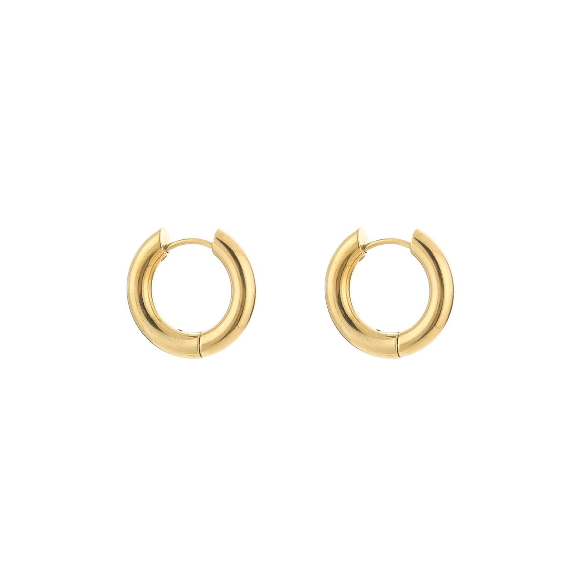 Classic Chunky Polished Huggie Hoops 1.7CM – Luxe Dikke Oorringen – RVS - Goud