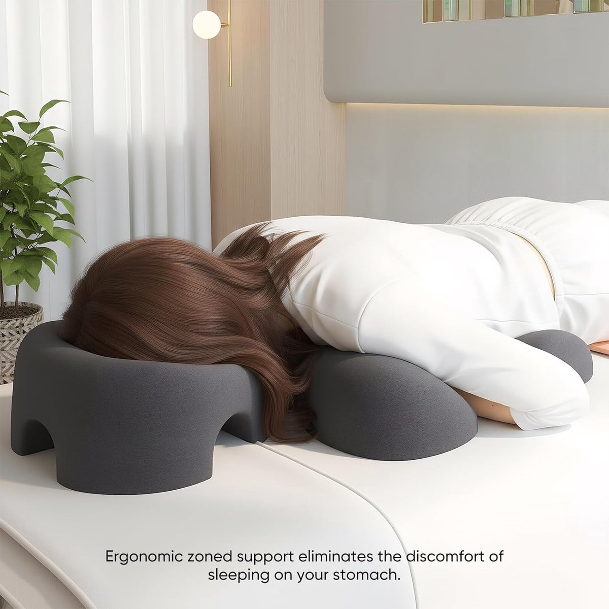 gezichtskussen met borstondersteuning - Professioneel gezichtsbedkussen voor schoonheidssalon & SPA - Combinatiekussen voor buikpositie met ergo-ontwerp, donkergrijs