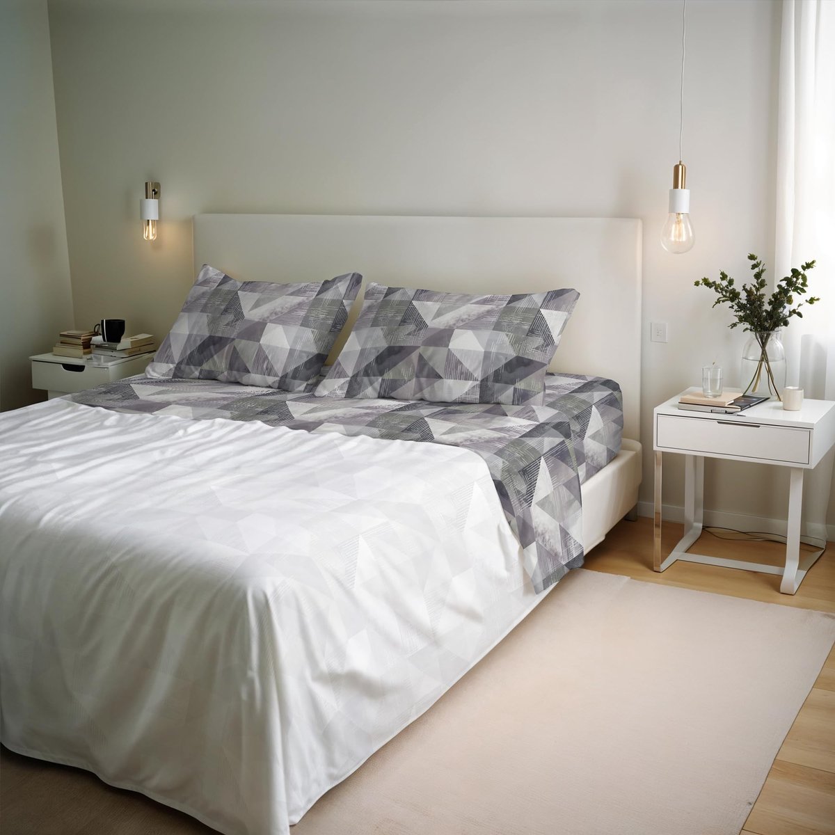 Omgoods - Bedlinnen Set voor Tweepersoonsbed, Katoen, Sepik Grijs - Inclusief Hoeslaken en 2 Kussenslopen