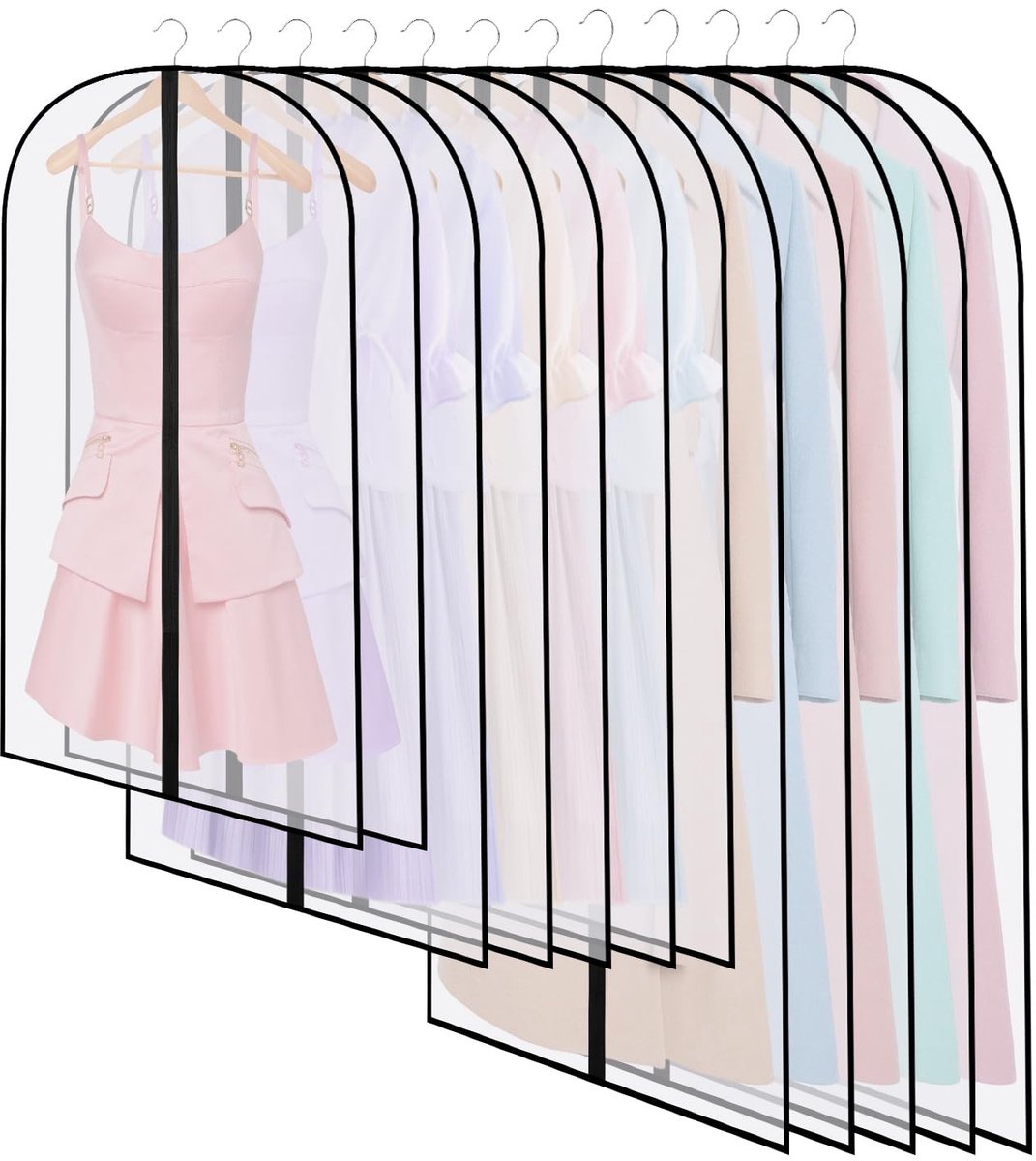 Omgoods - Set van 12 Transparante Kledinghoezen 60 x 120/100/80 cm