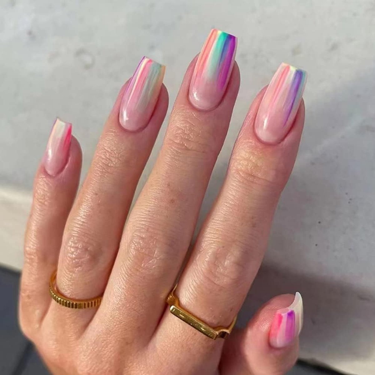 24 stuks mooie konijnendoodskist, valse nagels, roze, geleidelijke flitspers op nagels, middellang ballet, kunstnagels voor vrouwen en meisjes (A)