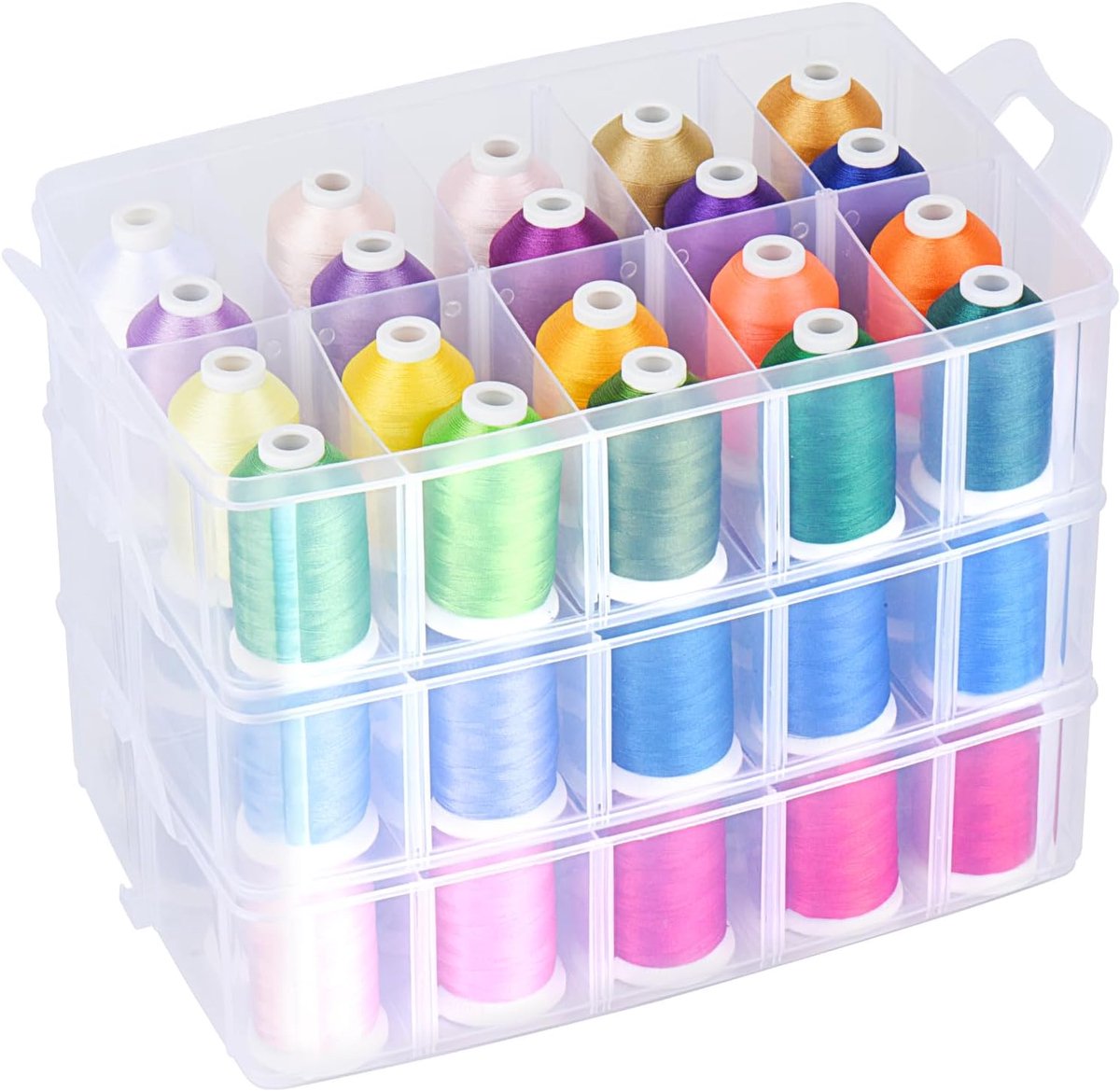 Machine Borduurgaren Polyester 63 Kleuren met Plastic Opbergdoos voor Borduurwerk Naaimachines
