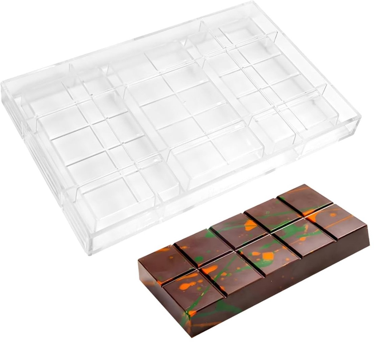 Omgoods - Polycarbonaat Chocoladevorm met 3 Holtes - Herbruikbaar en Vaatwasserbestendig