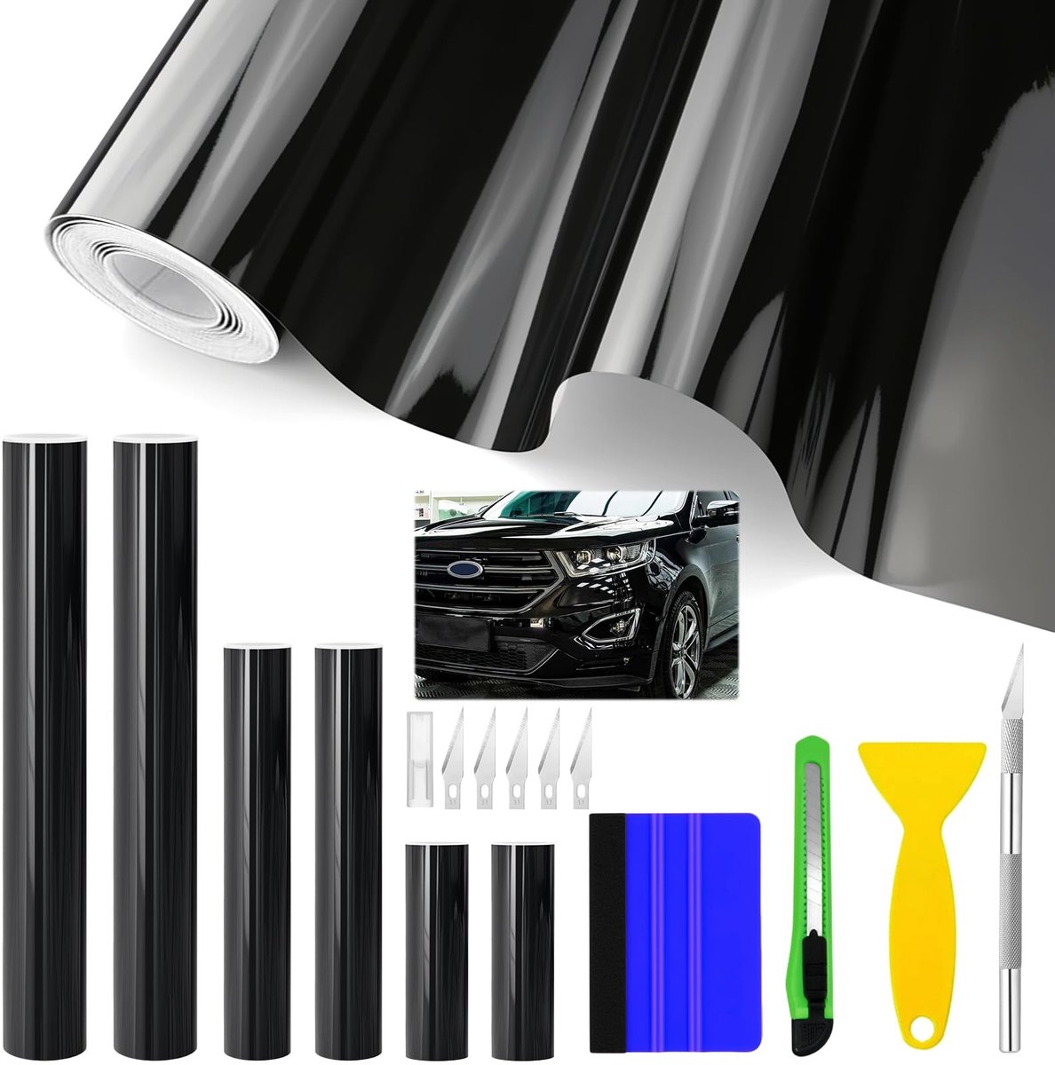Omgoods - Set van 6 Zelfklevende Car Wrapping Vinyl Film voor Auto's, Motoren en Ramen