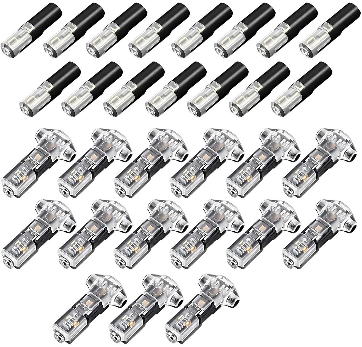 30 stuks stroomdieven en aftakverbinders voor auto's, 1-polig, waterdichte kabelconnector auto, verbindingsklem, draadconnector en doorgangsconnector voor het verbinden van kabels voor auto, led, 12 V