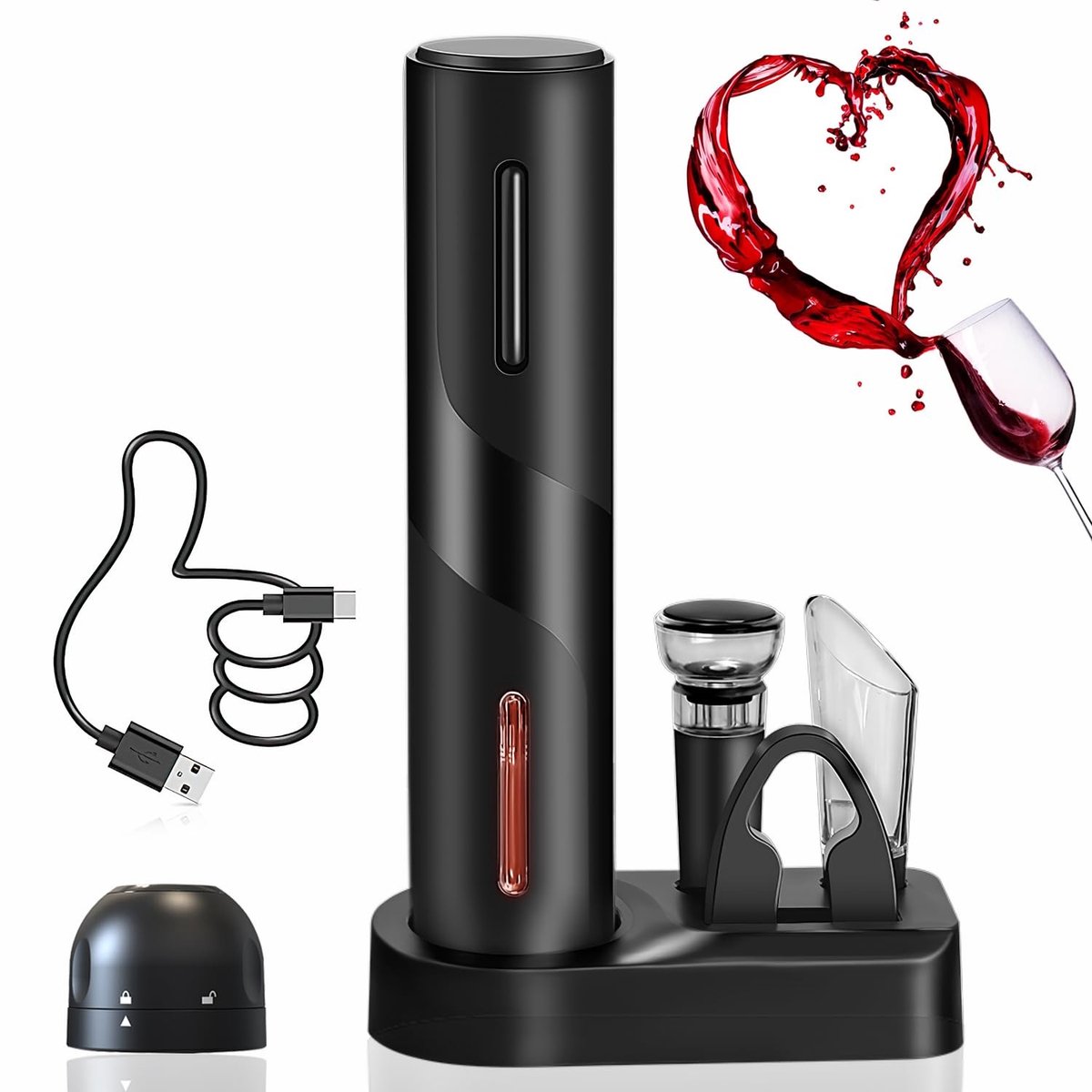 Omgoods - 7-in-1 Elektrische Flesopener Set - Luxe Cadeau voor Wijnliefhebbers